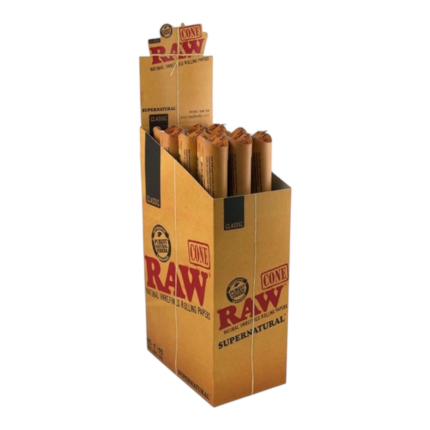 15 in a Box - RAW Classic Supernatural Pre-Rolled Cones – 12 Inch.